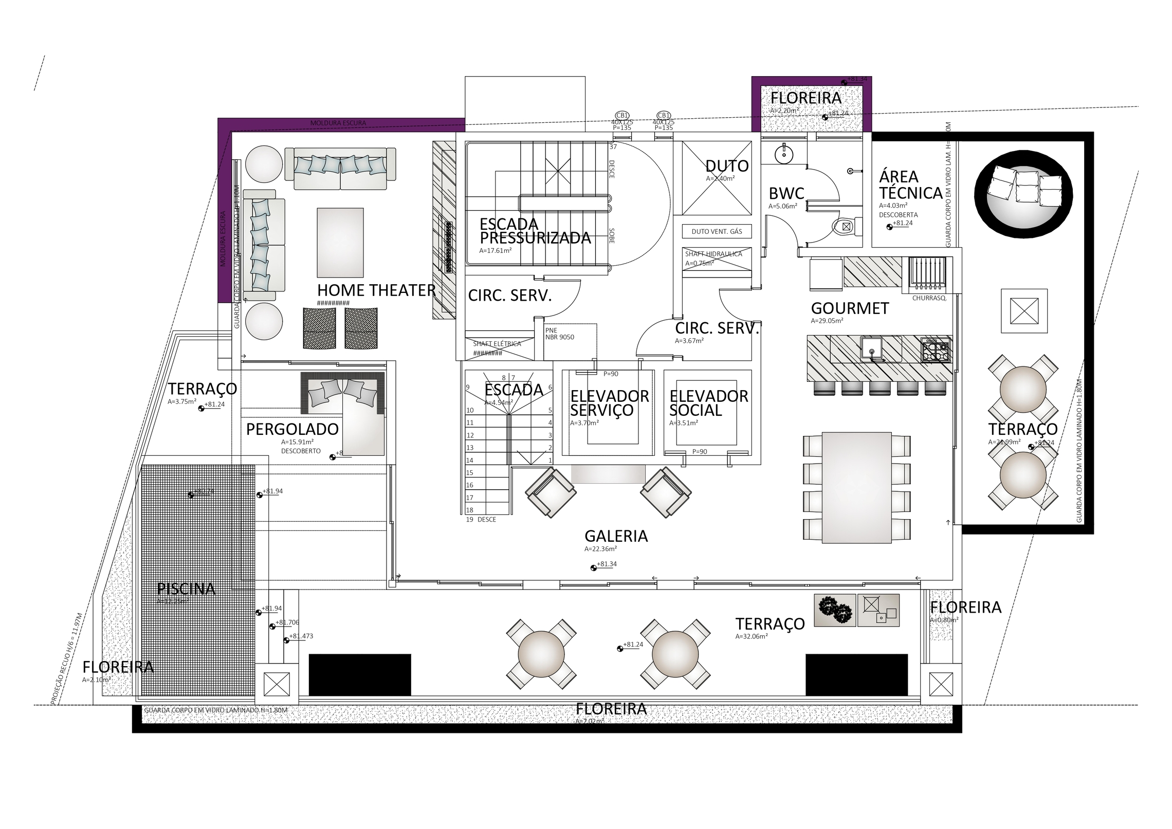 Planta 05 - 4 dorm 312m² - cobertura - superior