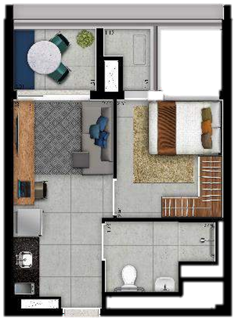 Planta 02 - 1 dorm 34 78