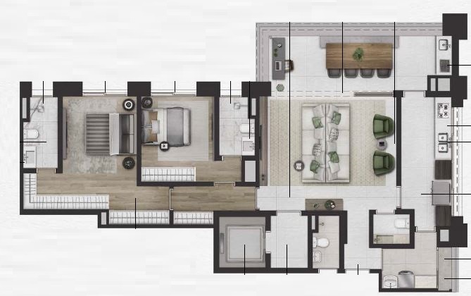 Planta 02 - 2 dorm 135m²