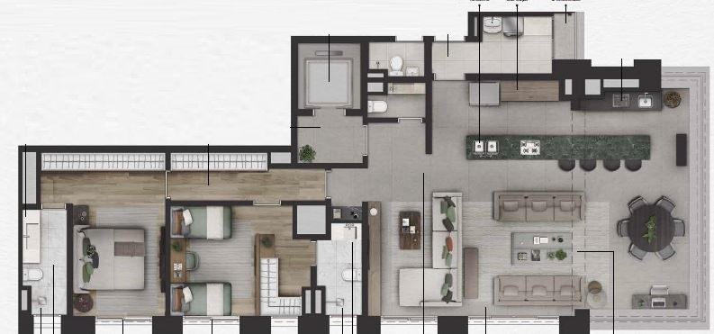 Planta 04 - 2 dorm 154m²