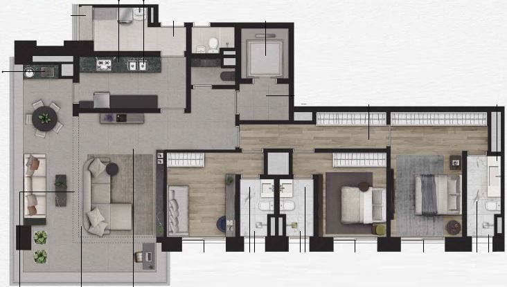 Planta 05 - 3 dorm 154m²