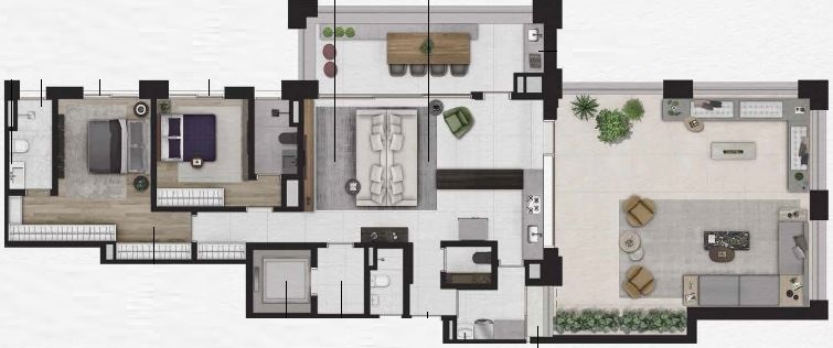 Planta 06 - 2 dorm 195 45m² - garden