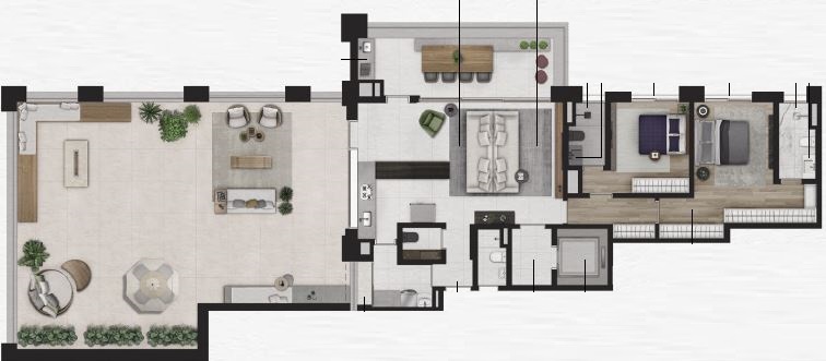 Planta 08 - 2 dorm 249 30m² - garden