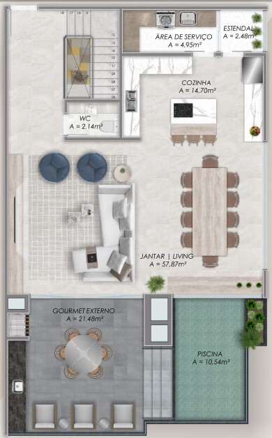 Planta 03 - 3 dorm 137 62m² - duplex superior