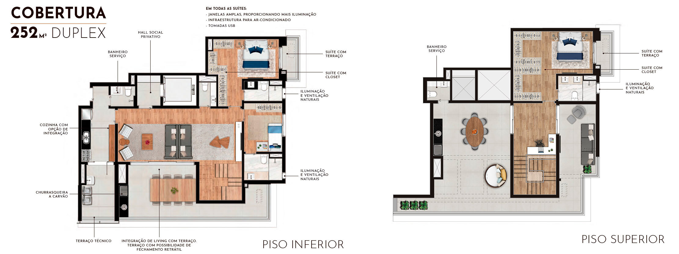 Planta 04 - 3 dorm 252m² - cobertura duplex