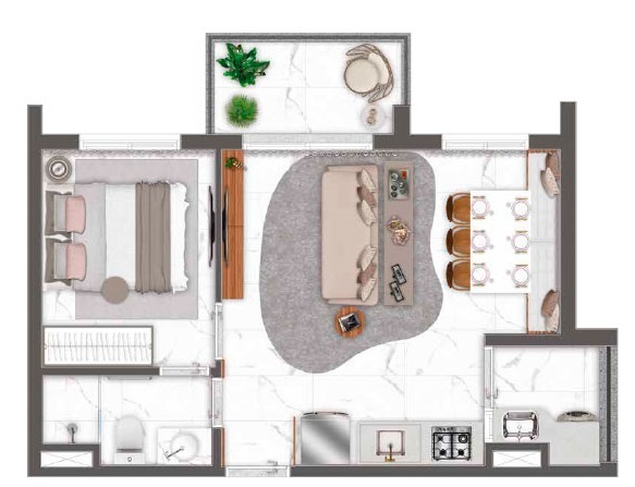 Planta 04 - 2 dorm 40m² - opção