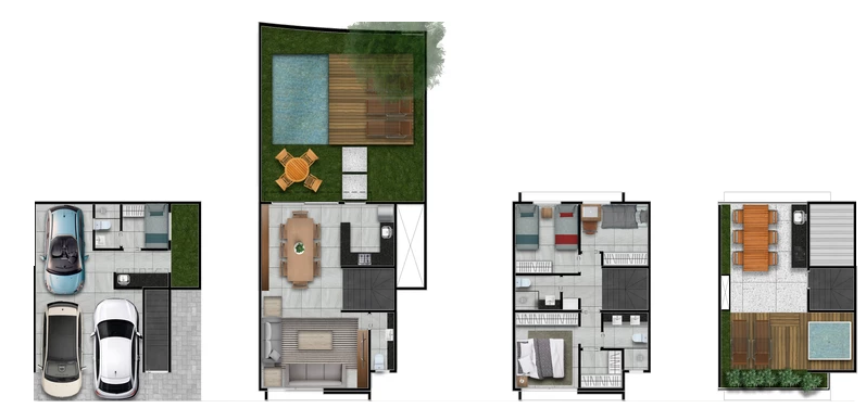 Planta 01 - 2 dorm 260m²
