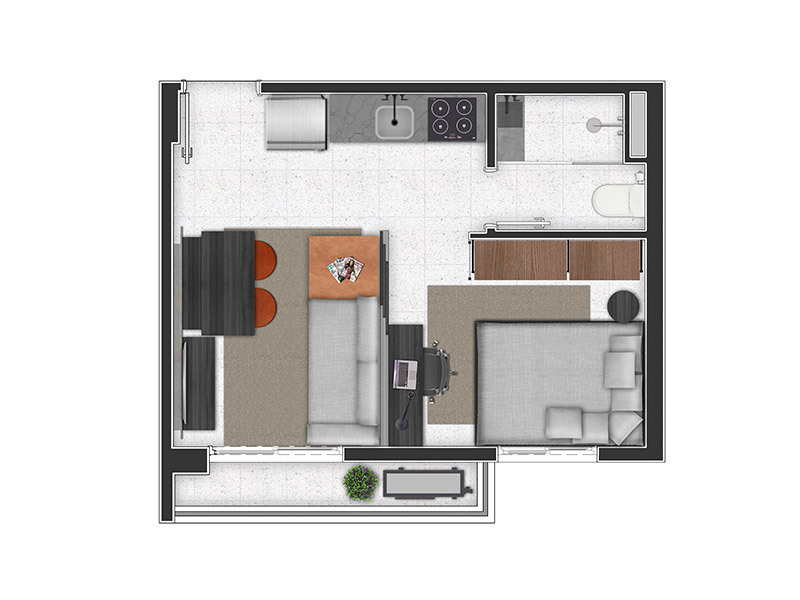 Planta 01 - 1 dorm 27 5m²