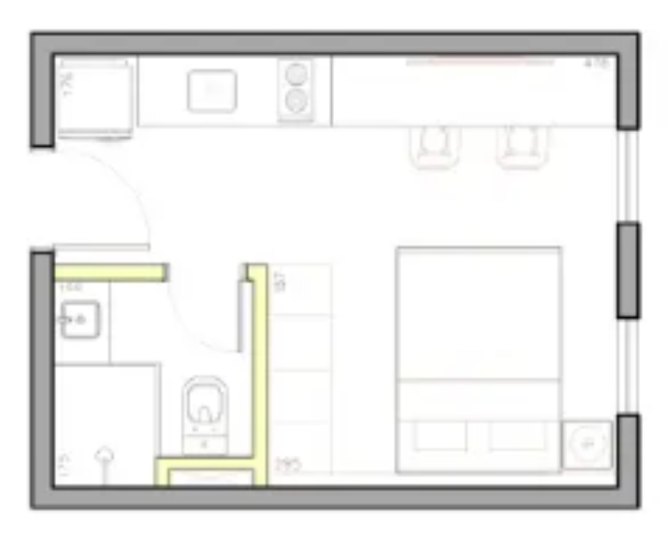 Planta 01 - 1 dorm 19,38m² - studio Planta 01 - 1 dorm 19,38m² - studio