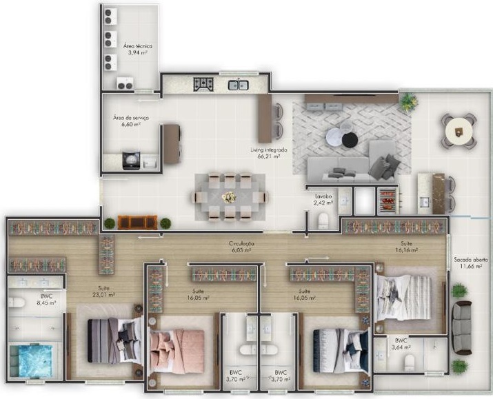 Planta 02 - 4 dorm 206 18m²