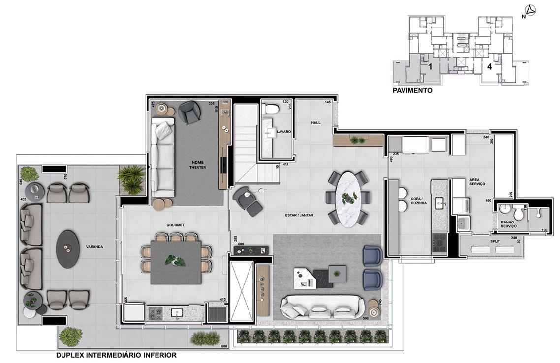Planta 07 - 3 dorm 252m² - duplex inferior
