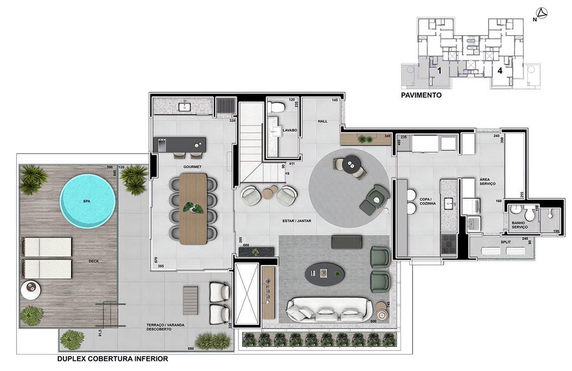 Planta 09 - 3 dorm 364m² - cobertura duplex inferior