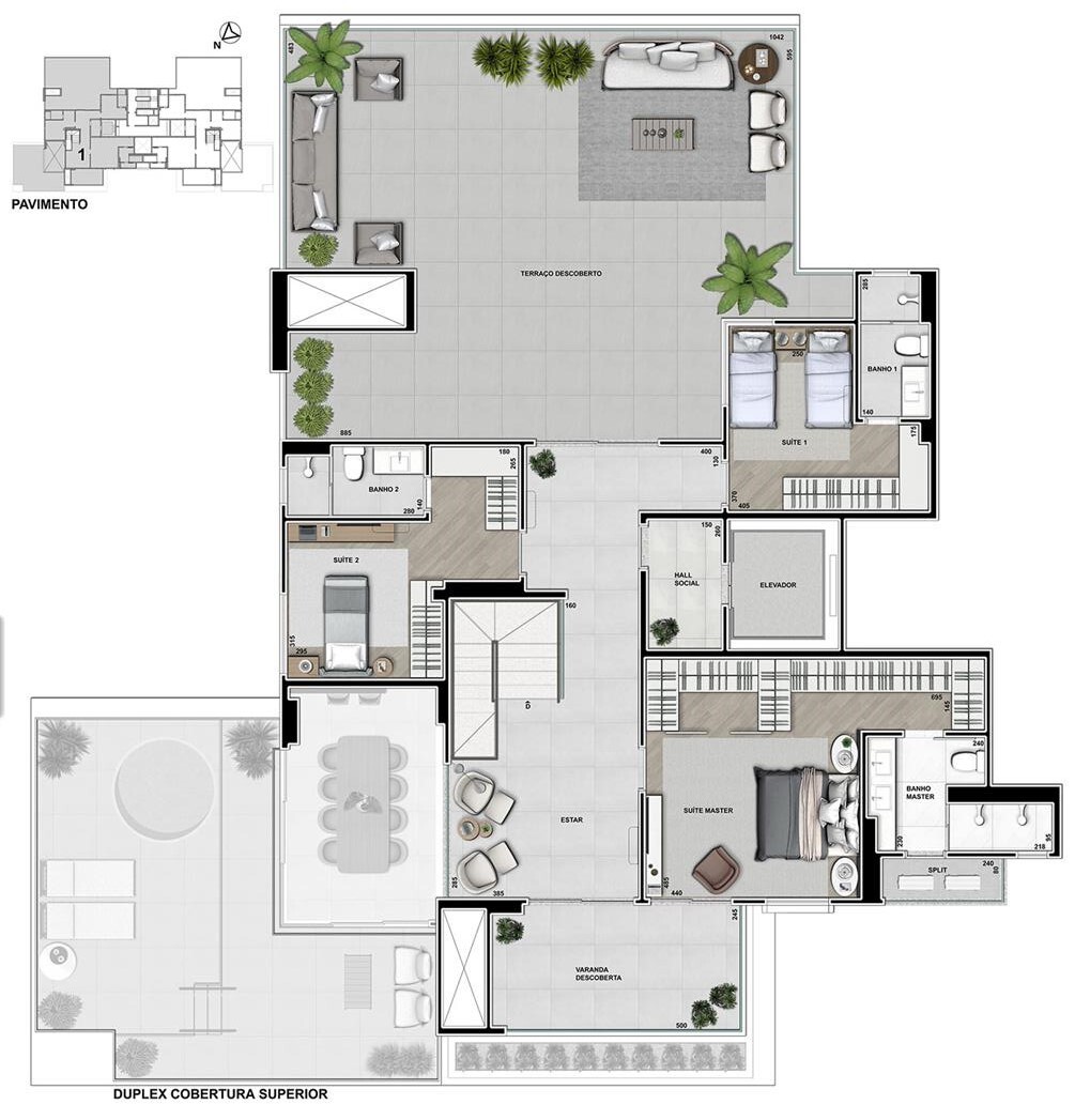 Planta 10 - 3 dorm 364m² - cobertura duplex superior