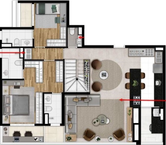 Planta 04 - 3 dorm 193 22m² - duplex inferior