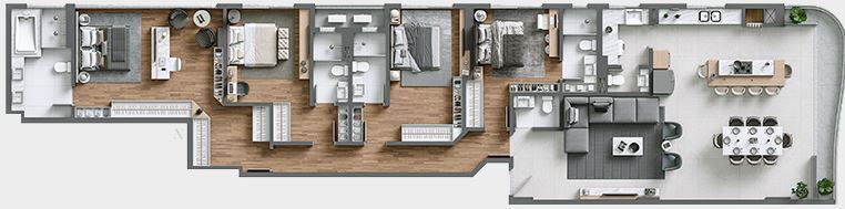 Planta 02 - 4 dorm 210m²