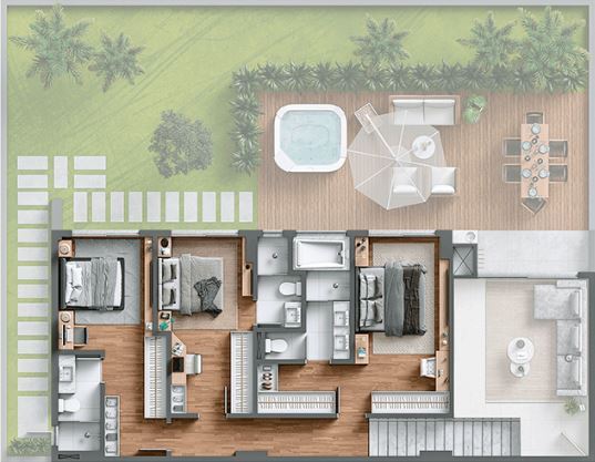 Planta 06 - 3 dorm 304 17m² - garden superior