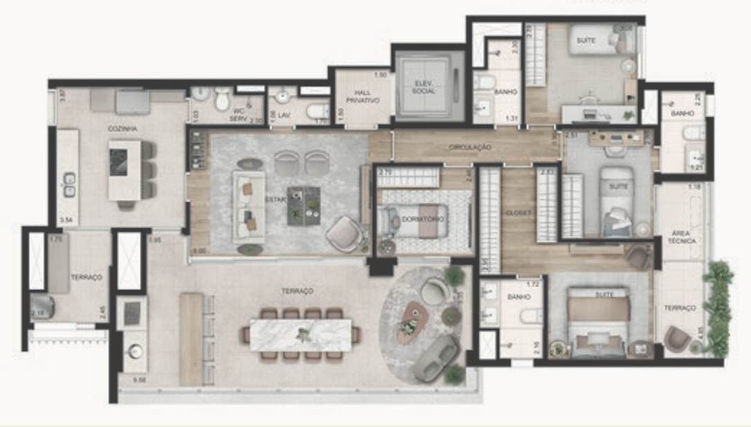 Planta 05 - 4 dorm 157m² - opção