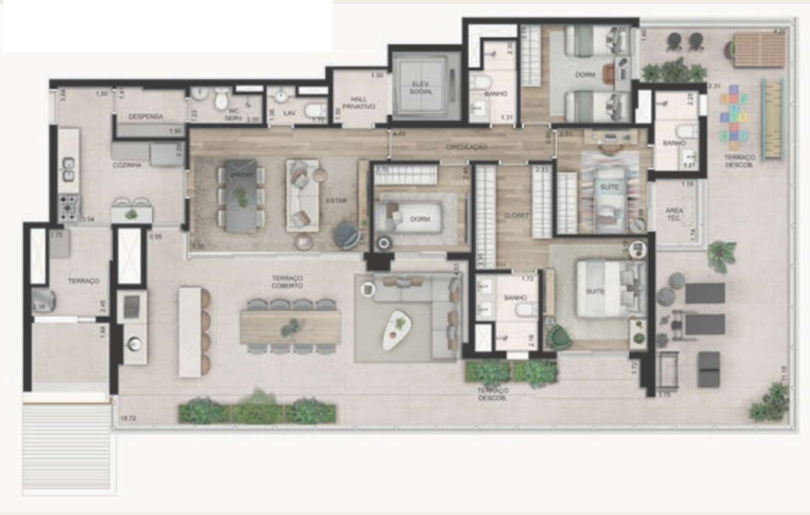 Planta 06 - 4 dorm 179m² - garden