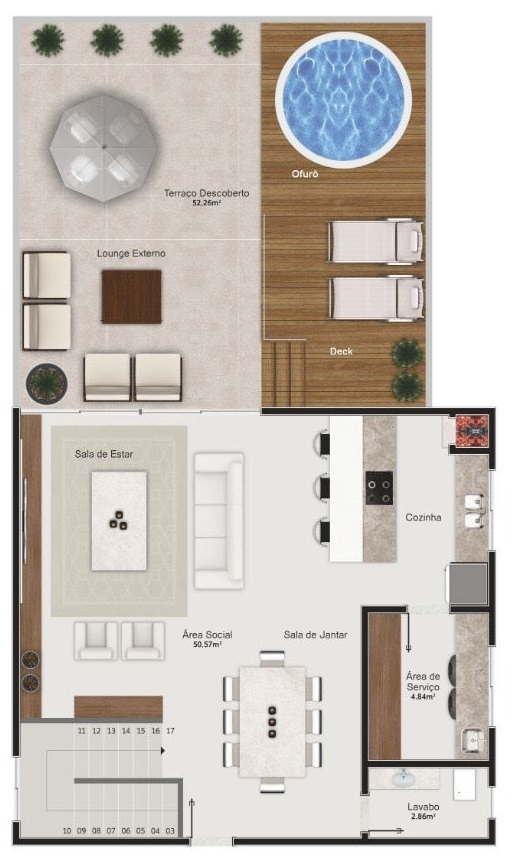 Planta 04 - 4 dorm 250 51m² - cobertura duplex - superior