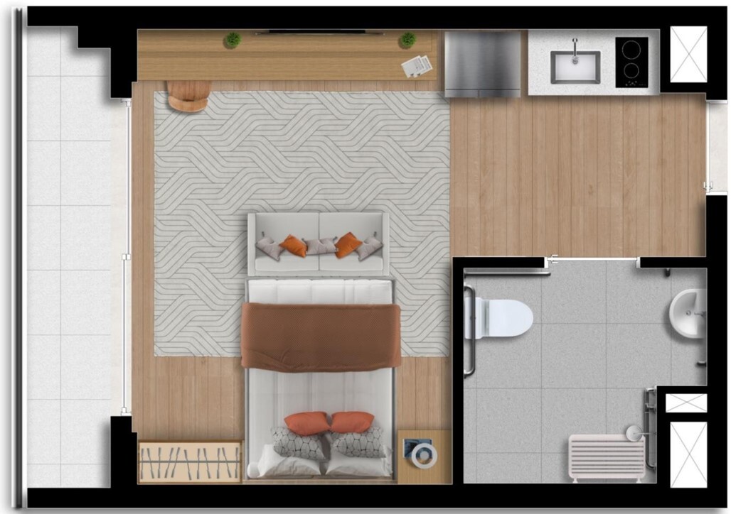 Planta 02 - 1 dorm 28m² - loft