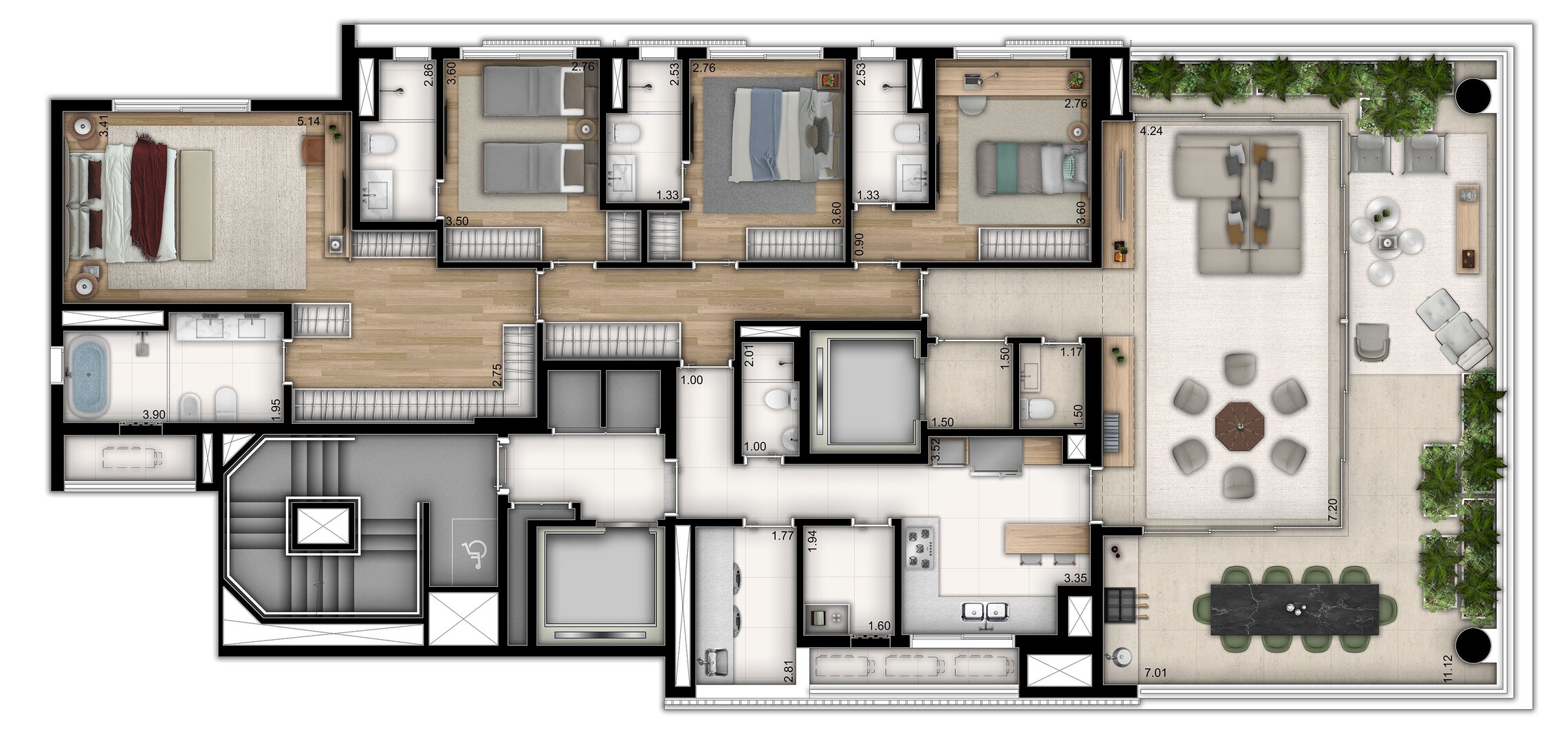 Planta 01 - 4 dorm 238 7m²