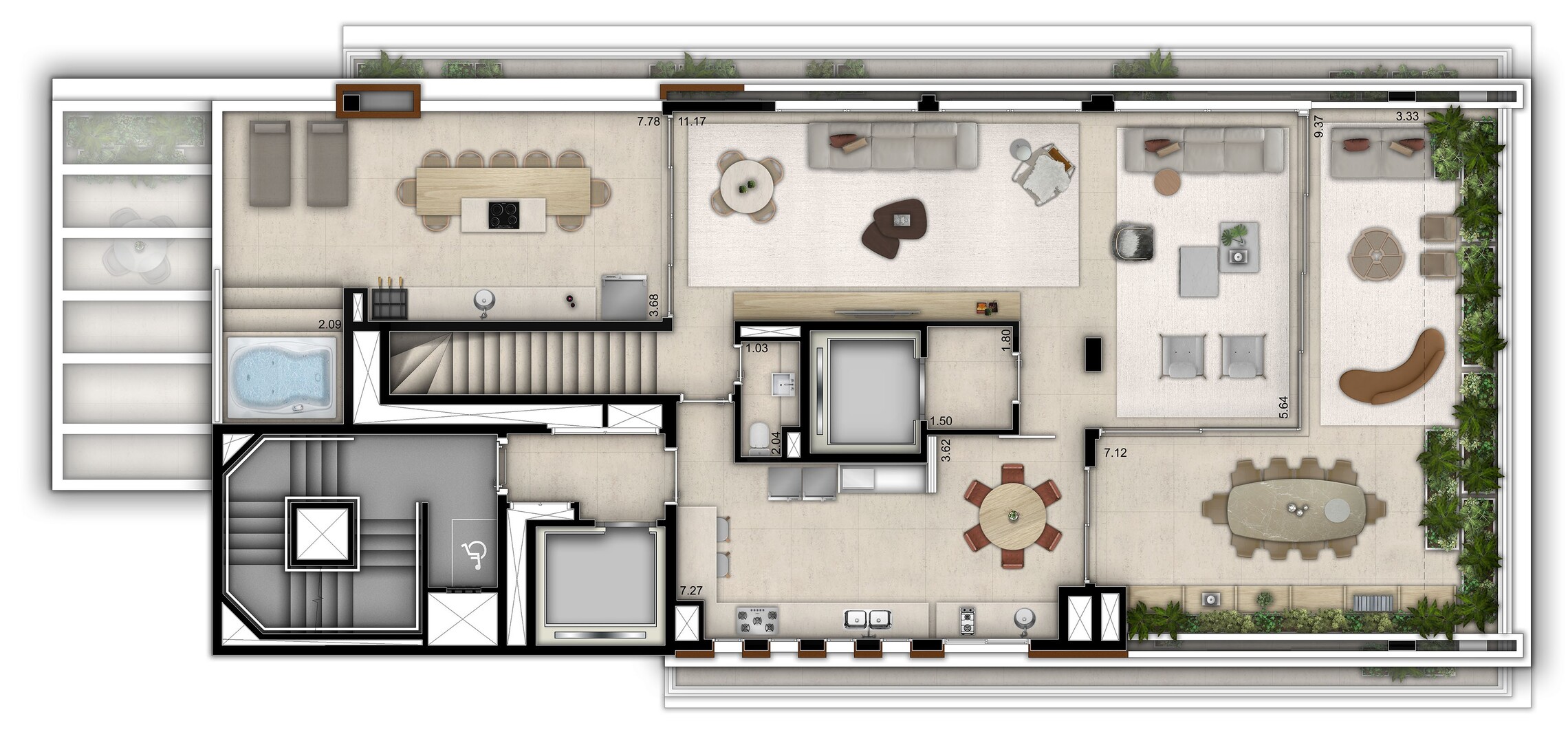 Planta 04 - 4 dorm 427 10m² - cobertura duplex superior