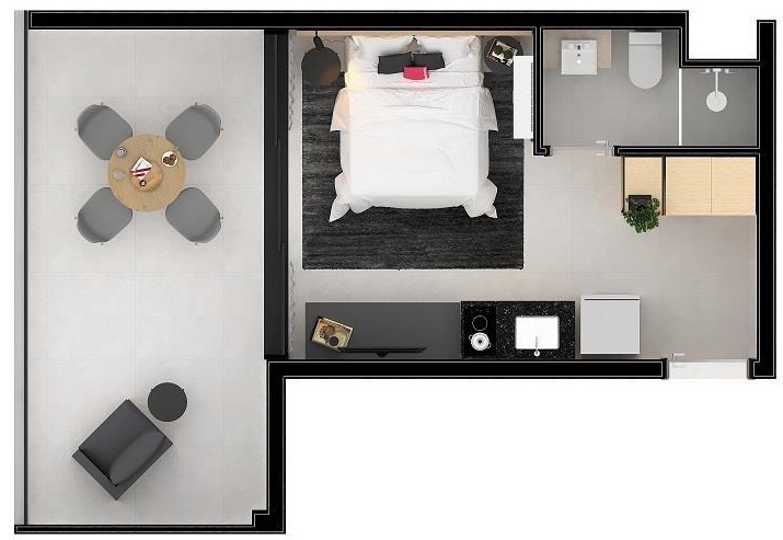 Planta 02 - 1 dorm 33 23 - studio