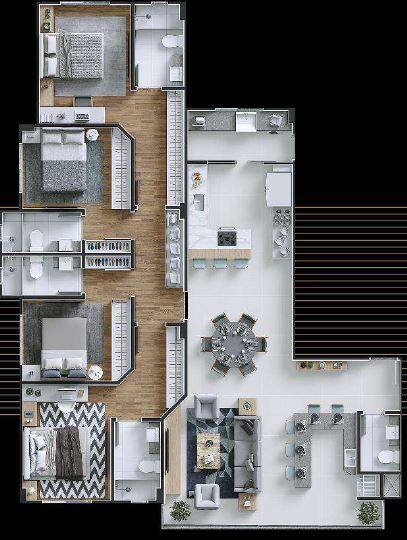 Planta 01 - 4 dorm 138 07m²