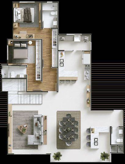 Planta 02 - 5 dorm 238 68m² - duplex - inferior