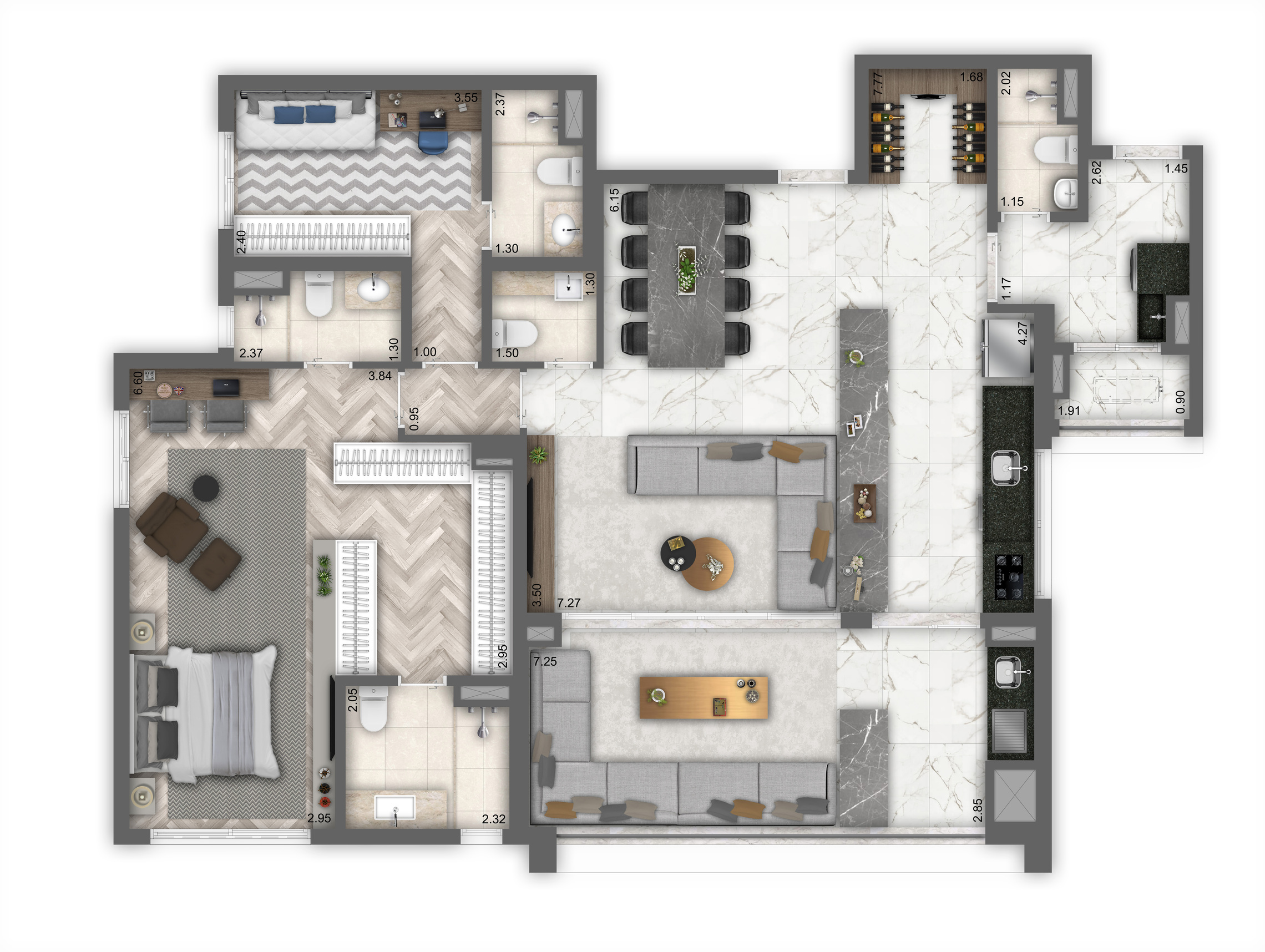 Planta 04 - 2 dorm 145m² - opção