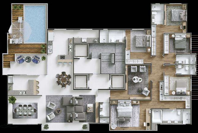 Planta 04 - 5 dorm 276 14m² - cobertura horizontal