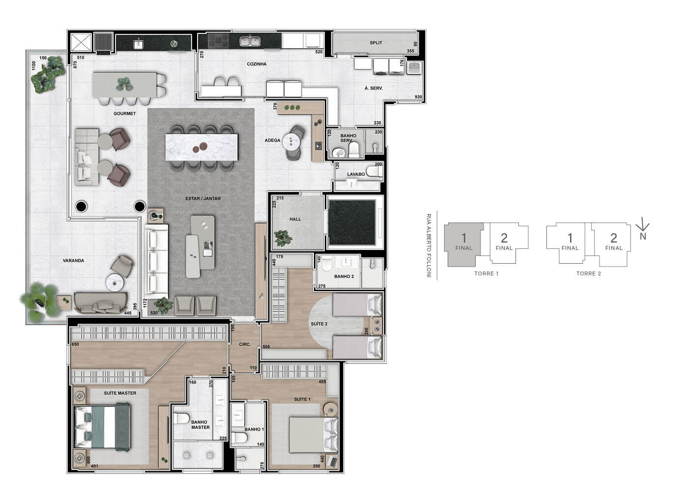 Planta 01 - 3 dorm 254m²