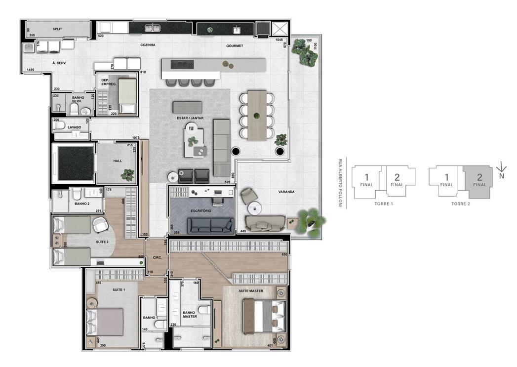 Planta 06 - 3 dorm 254m² - opção 2