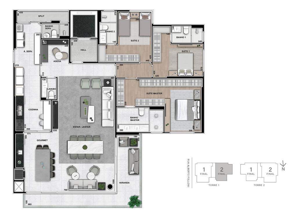 Planta 07 - 3 dorm 288m²
