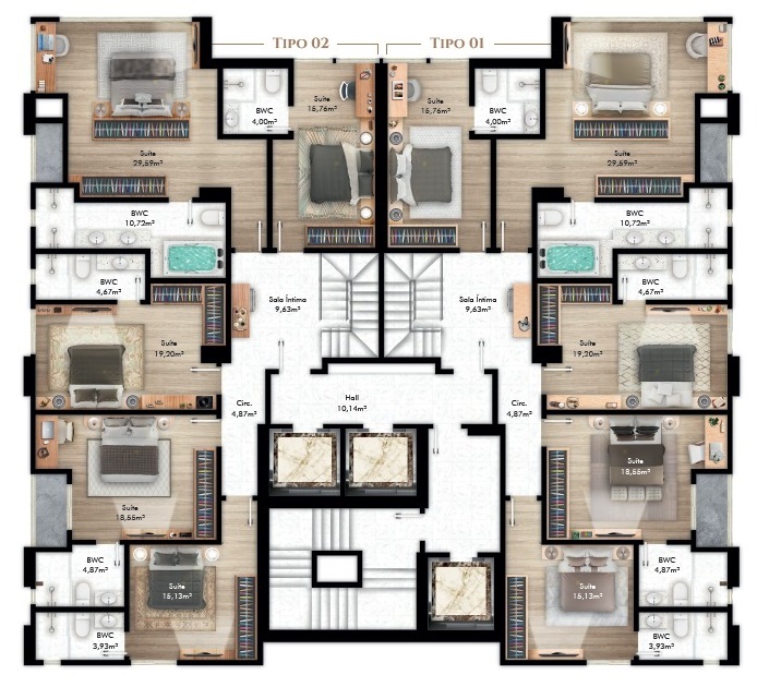 Pavimento cobertura duplex - inferior
