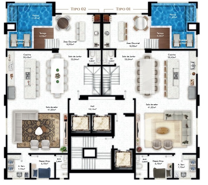 Pavimento cobertura duplex - superior