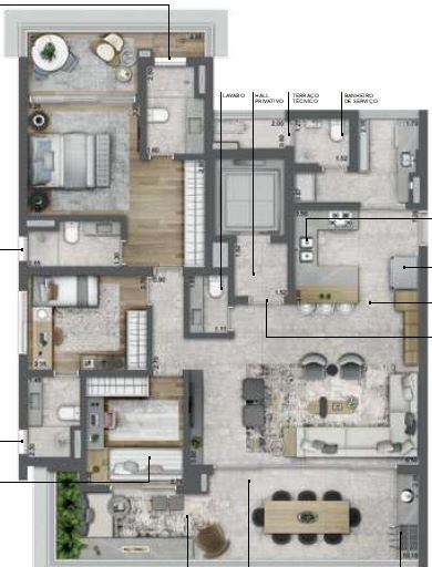 Planta 02 - 2 dorm 154m² - opção