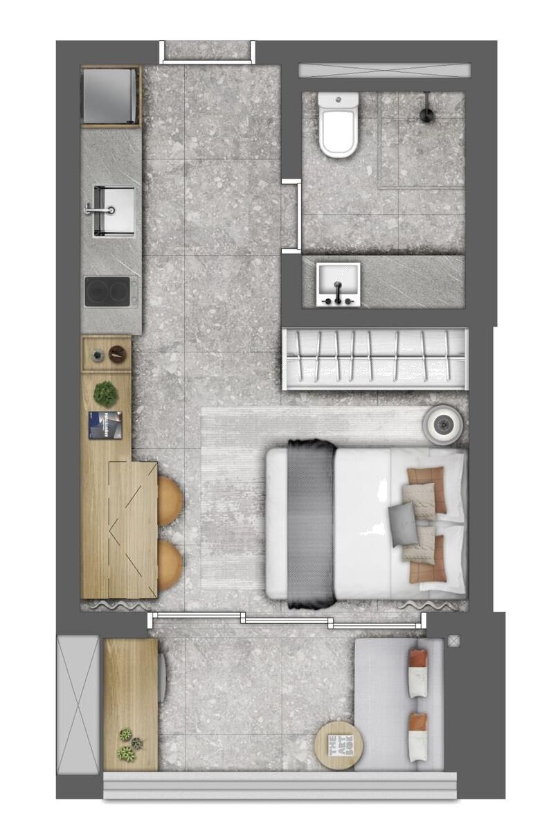 Planta 01 - 1 dorm 26m² - studio