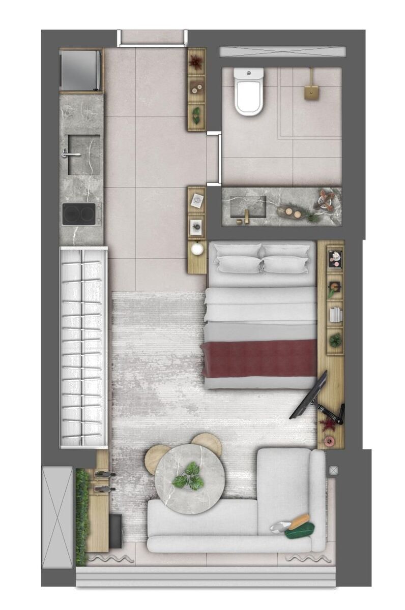Planta 02 - 1 dorm 26m² - studio - opção