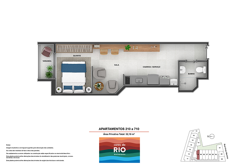 Planta 02 - 1 dorm 32 19m² - studio