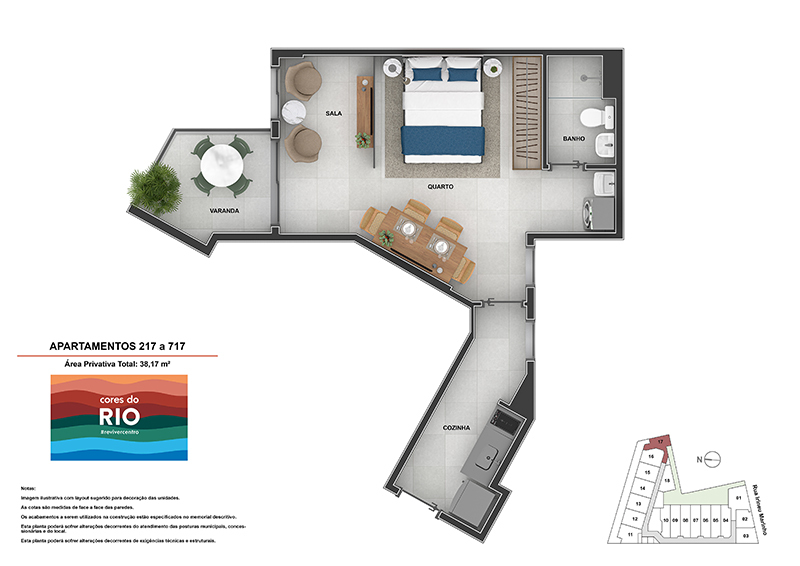 Planta 05 - 1 dorm 38 17m² - studio