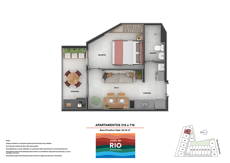Planta 08 - 1 dorm 34 18m²