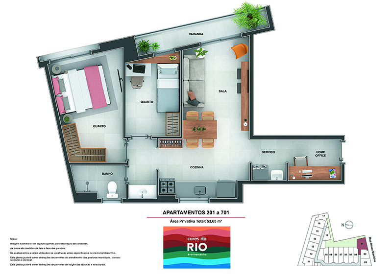 Planta 11 - 2 dorm 53 65m²