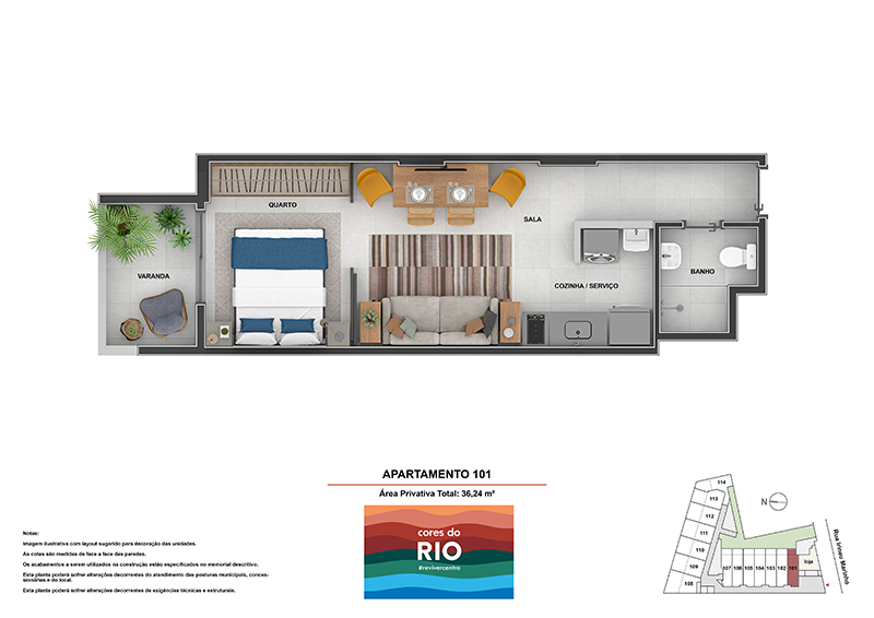 Planta 13 - 1 dorm 36 24m² - garden