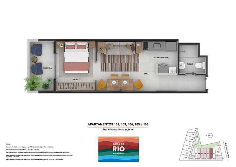 Planta 14 - 1 dorm 37 24m² - garden
