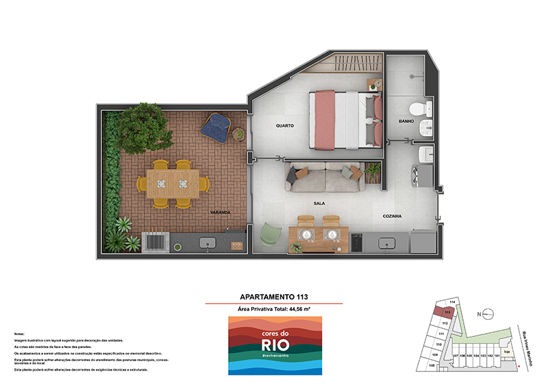 Planta 16 - 1 dorm 44 56m² - garden
