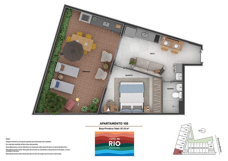Planta 18 - 1 dorm 57 19m² - garden