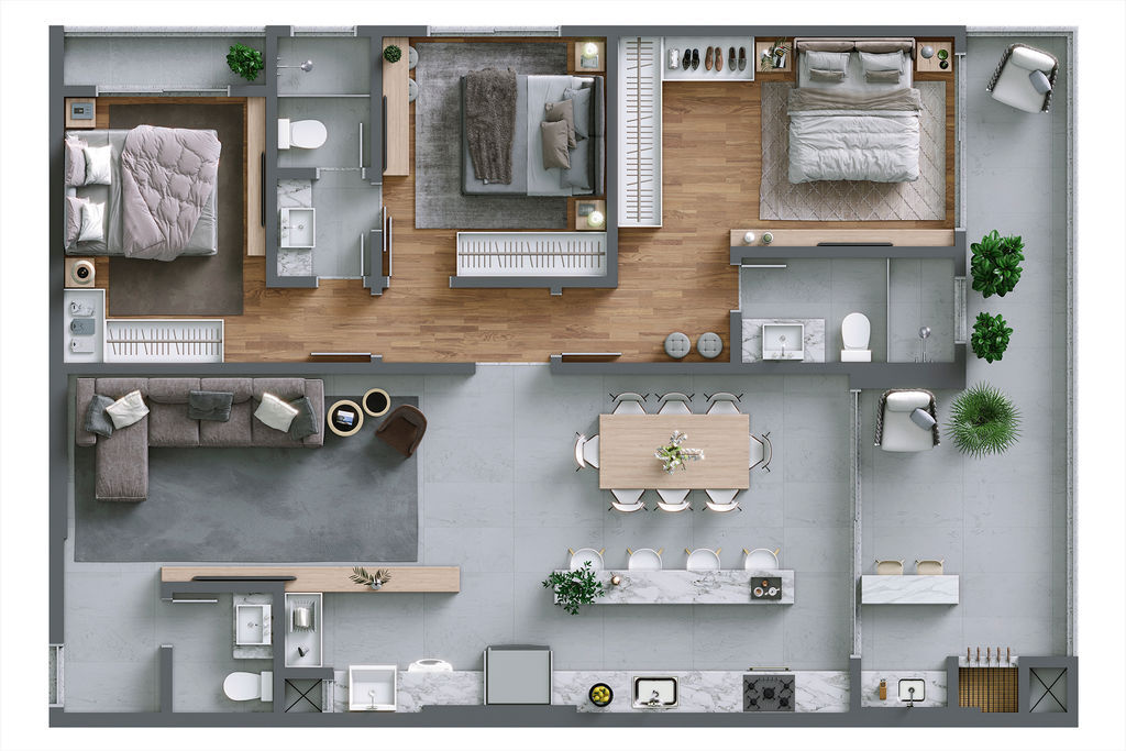 Planta 04 - 3 dorm 118m²