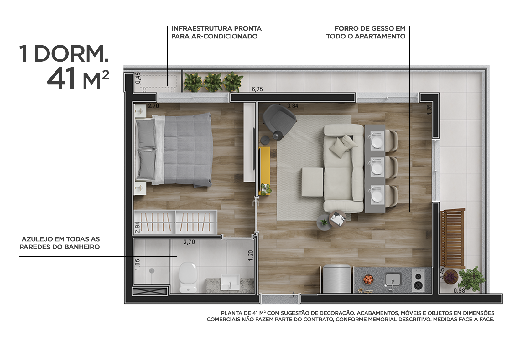 Planta 01 - 1 dorm 41m²