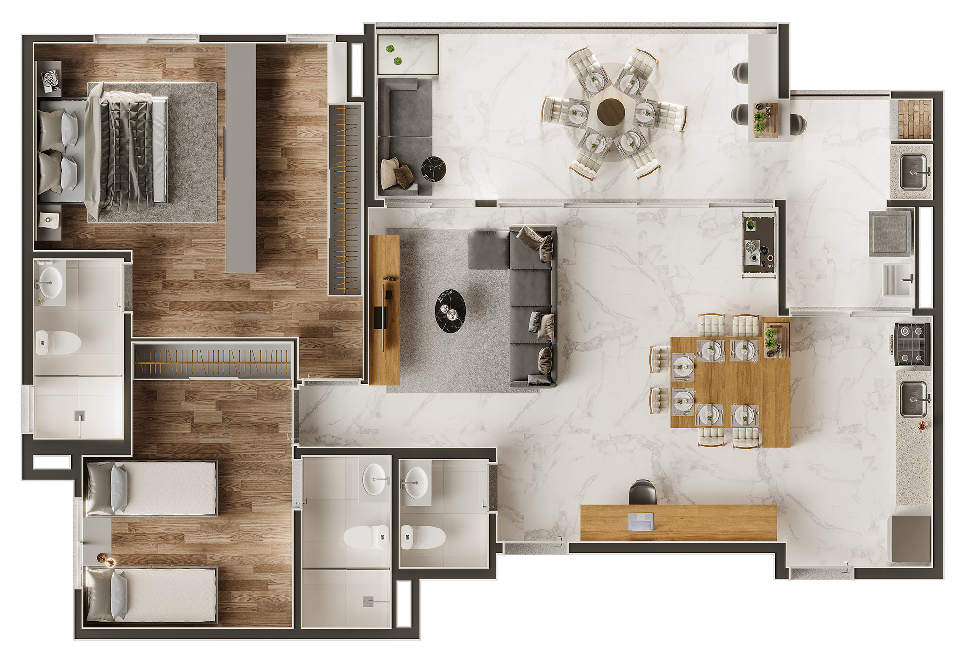 Planta 02 - 2 dorm 101 19m² - opção
